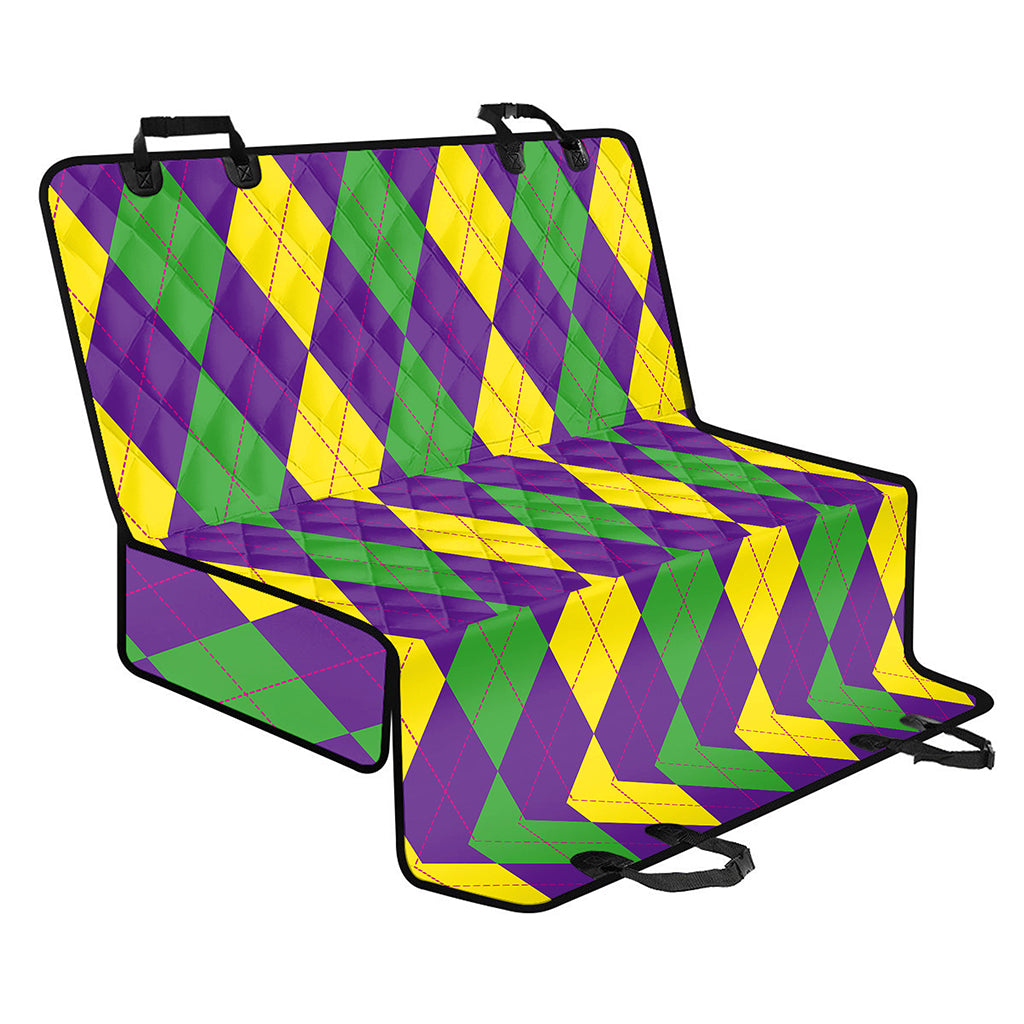 Mardi Gras Argyle Pattern Print Pet Car Back Seat Cover