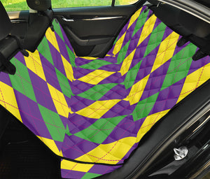 Mardi Gras Argyle Pattern Print Pet Car Back Seat Cover