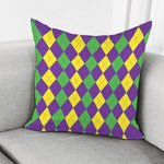 Mardi Gras Argyle Pattern Print Pillow Cover
