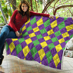 Mardi Gras Argyle Pattern Print Quilt