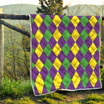 Mardi Gras Argyle Pattern Print Quilt