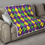 Mardi Gras Argyle Pattern Print Quilt