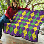 Mardi Gras Argyle Pattern Print Quilt