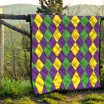 Mardi Gras Argyle Pattern Print Quilt