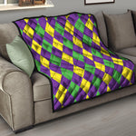 Mardi Gras Argyle Pattern Print Quilt