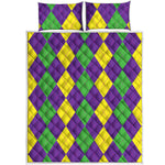 Mardi Gras Argyle Pattern Print Quilt Bed Set