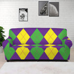 Mardi Gras Argyle Pattern Print Sofa Cover