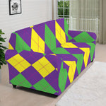 Mardi Gras Argyle Pattern Print Sofa Cover