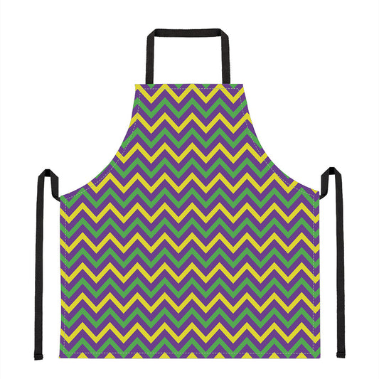 Mardi Gras Chevron Pattern Print Apron