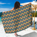 Mardi Gras Chevron Pattern Print Beach Sarong Wrap