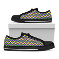 Mardi Gras Chevron Pattern Print Black Low Top Sneakers