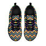 Mardi Gras Chevron Pattern Print Black Sneakers