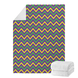 Mardi Gras Chevron Pattern Print Blanket