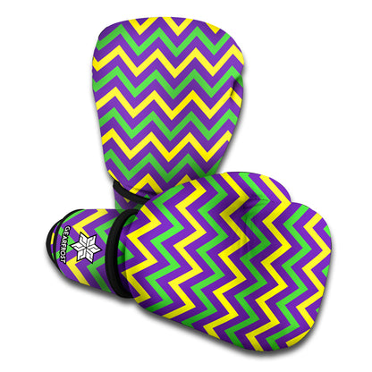 Mardi Gras Chevron Pattern Print Boxing Gloves