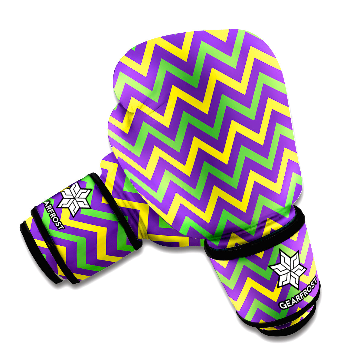 Mardi Gras Chevron Pattern Print Boxing Gloves