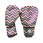 Mardi Gras Chevron Pattern Print Boxing Gloves