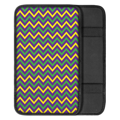 Mardi Gras Chevron Pattern Print Car Center Console Cover