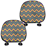 Mardi Gras Chevron Pattern Print Car Headrest Covers