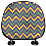 Mardi Gras Chevron Pattern Print Car Headrest Covers