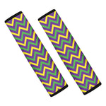 Mardi Gras Chevron Pattern Print Car Seat Belt Covers