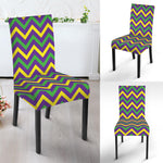 Mardi Gras Chevron Pattern Print Dining Chair Slipcover