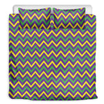 Mardi Gras Chevron Pattern Print Duvet Cover Bedding Set