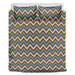 Mardi Gras Chevron Pattern Print Duvet Cover Bedding Set