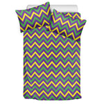 Mardi Gras Chevron Pattern Print Duvet Cover Bedding Set