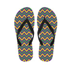 Mardi Gras Chevron Pattern Print Flip Flops