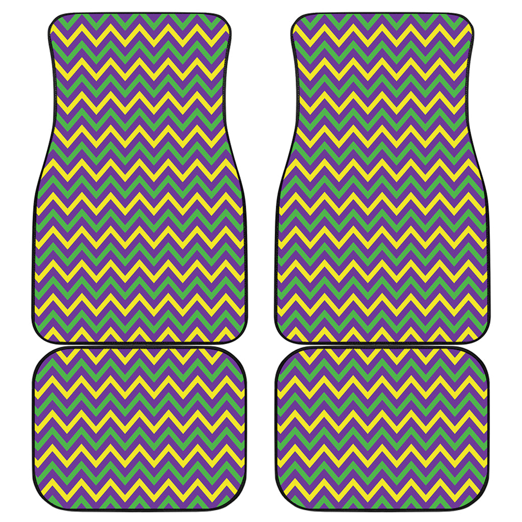 Mardi Gras Chevron Pattern Print Front and Back Car Floor Mats
