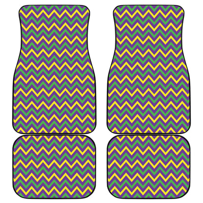 Mardi Gras Chevron Pattern Print Front and Back Car Floor Mats