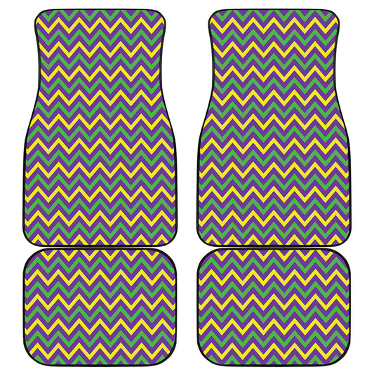 Mardi Gras Chevron Pattern Print Front and Back Car Floor Mats