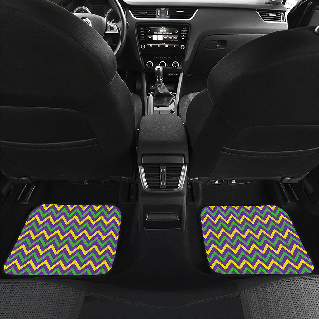 Mardi Gras Chevron Pattern Print Front and Back Car Floor Mats