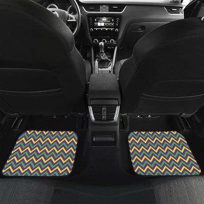 Mardi Gras Chevron Pattern Print Front and Back Car Floor Mats