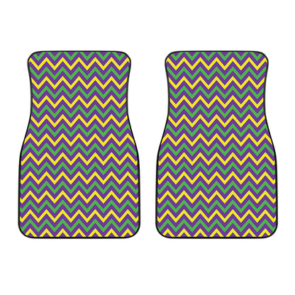 Mardi Gras Chevron Pattern Print Front Car Floor Mats