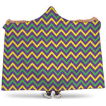 Mardi Gras Chevron Pattern Print Hooded Blanket