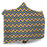 Mardi Gras Chevron Pattern Print Hooded Blanket