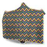 Mardi Gras Chevron Pattern Print Hooded Blanket