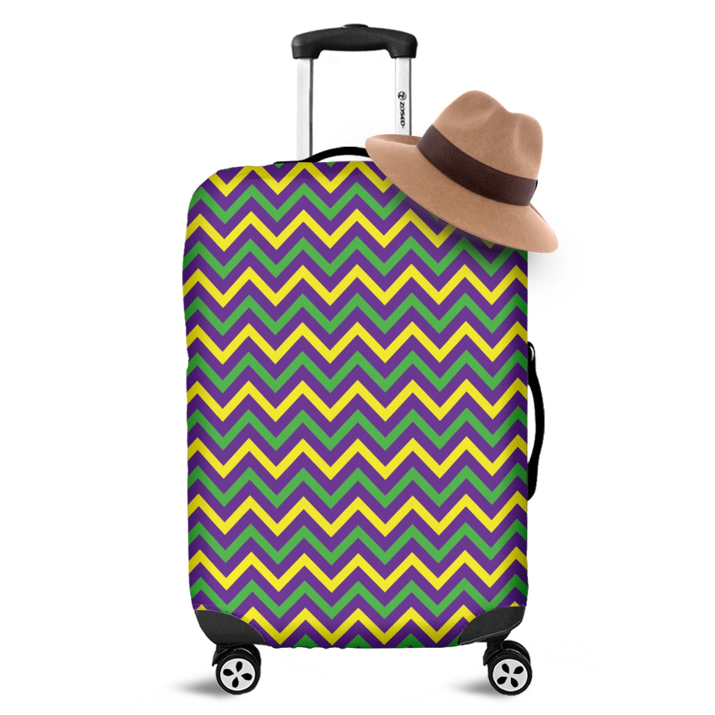 Mardi Gras Chevron Pattern Print Luggage Cover