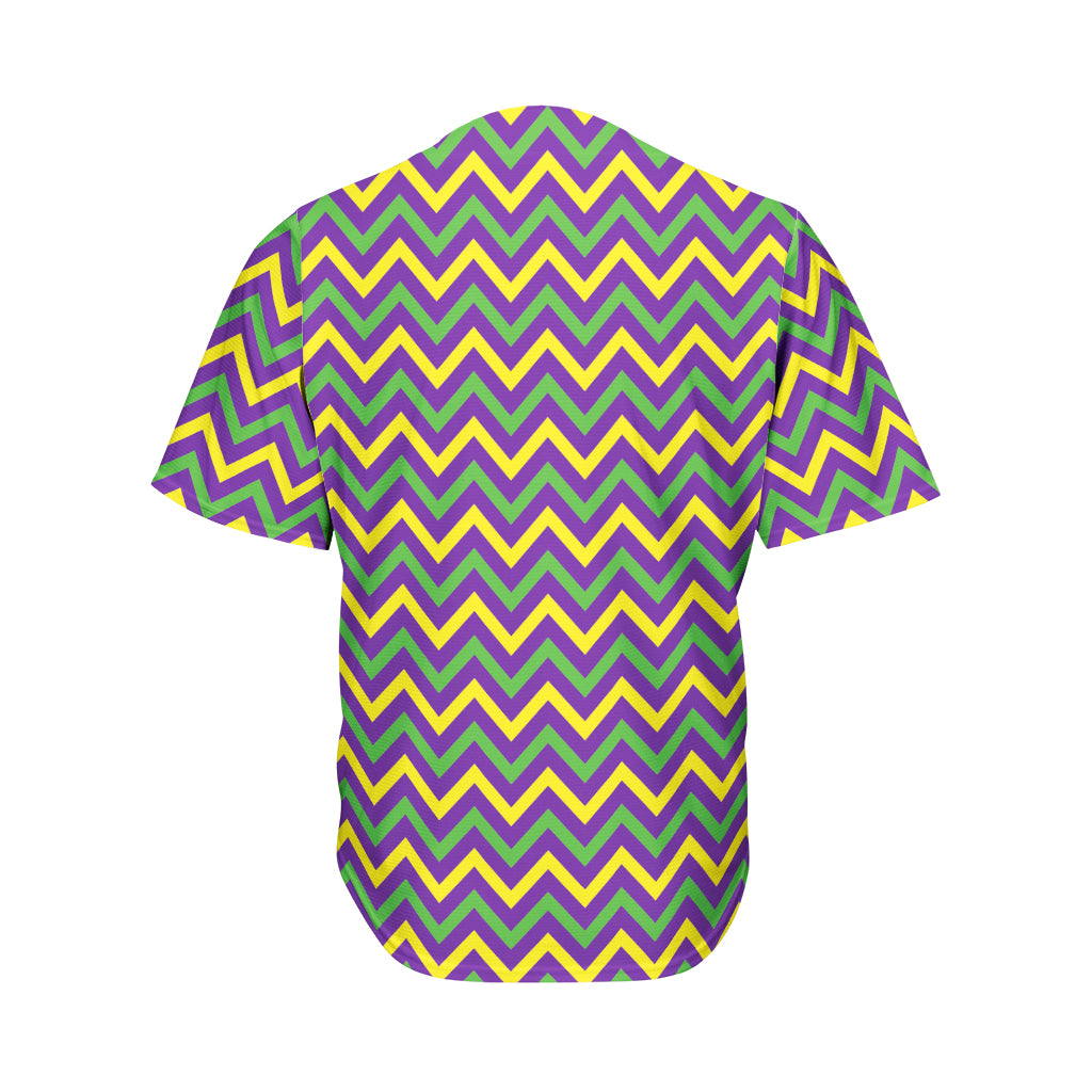 Mardi Gras Chevron Pattern Print Men's Baseball Jersey