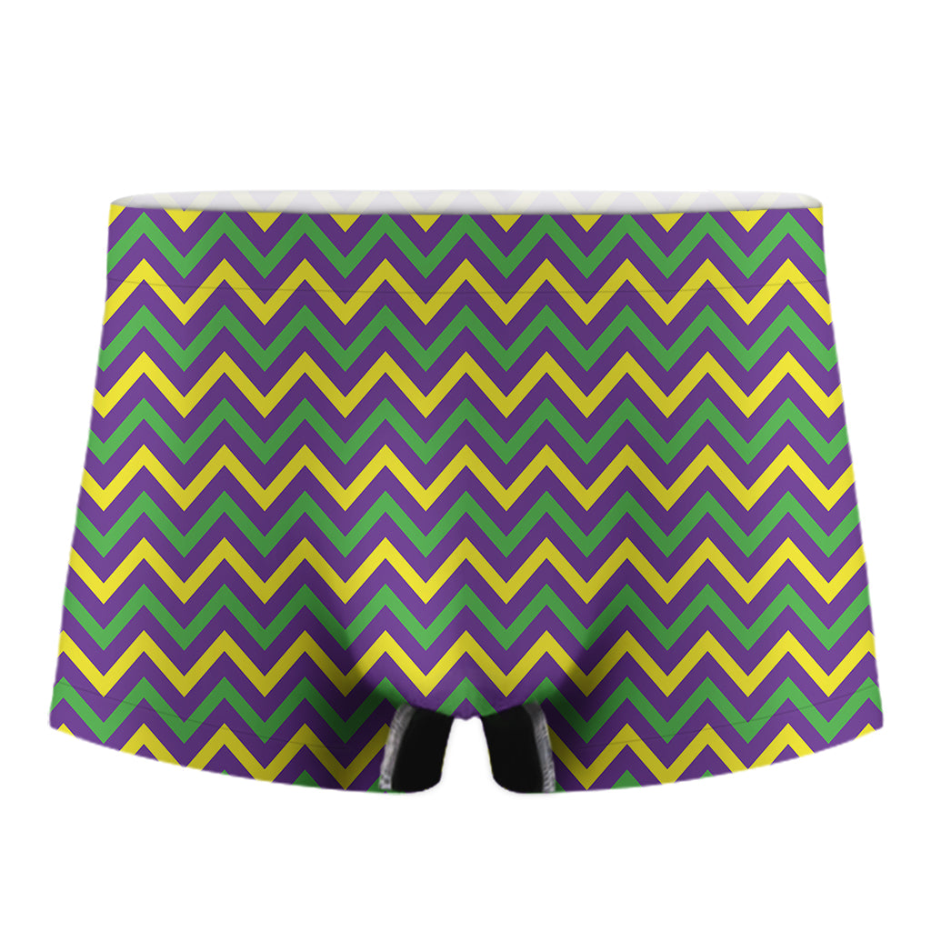 Mardi Gras Chevron Pattern Print Men's Boxer Briefs