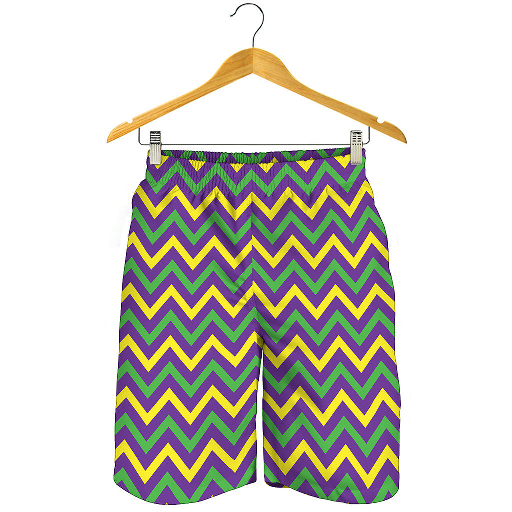 Mardi Gras Chevron Pattern Print Men's Shorts