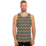 Mardi Gras Chevron Pattern Print Men's Tank Top