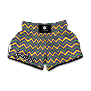 Mardi Gras Chevron Pattern Print Muay Thai Boxing Shorts