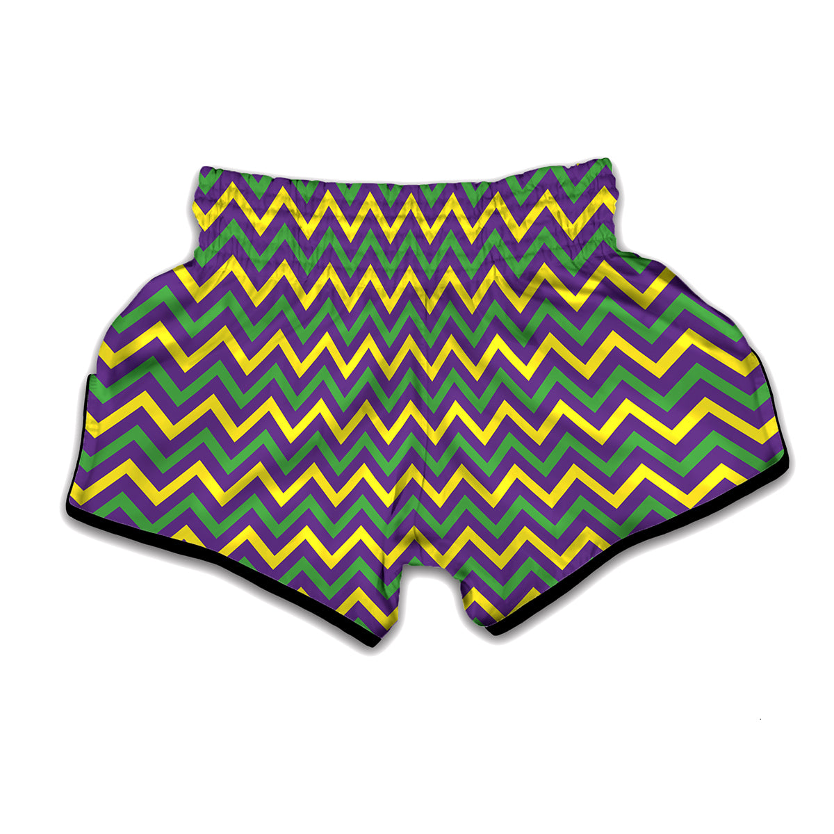 Mardi Gras Chevron Pattern Print Muay Thai Boxing Shorts