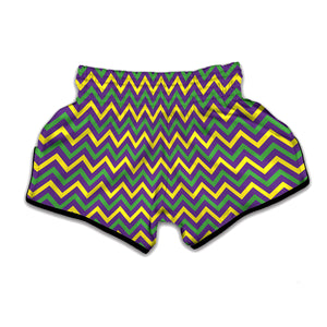 Mardi Gras Chevron Pattern Print Muay Thai Boxing Shorts