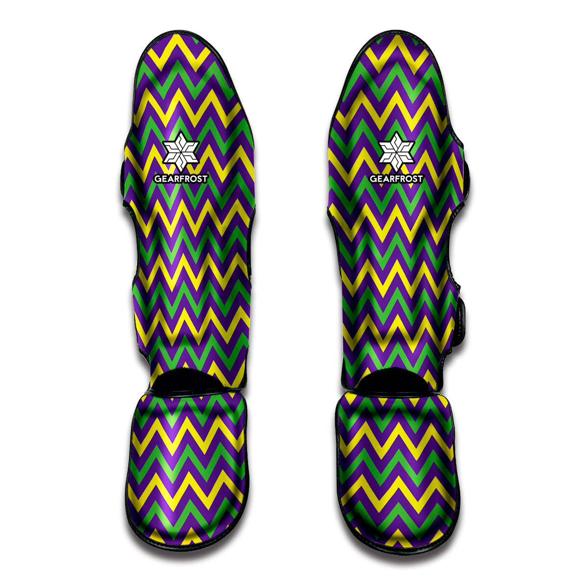 Mardi Gras Chevron Pattern Print Muay Thai Shin Guard