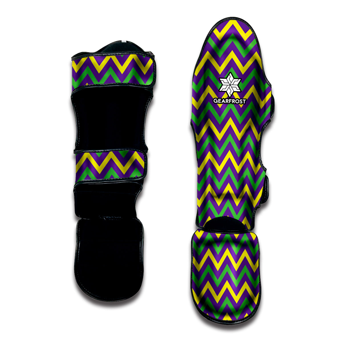 Mardi Gras Chevron Pattern Print Muay Thai Shin Guard