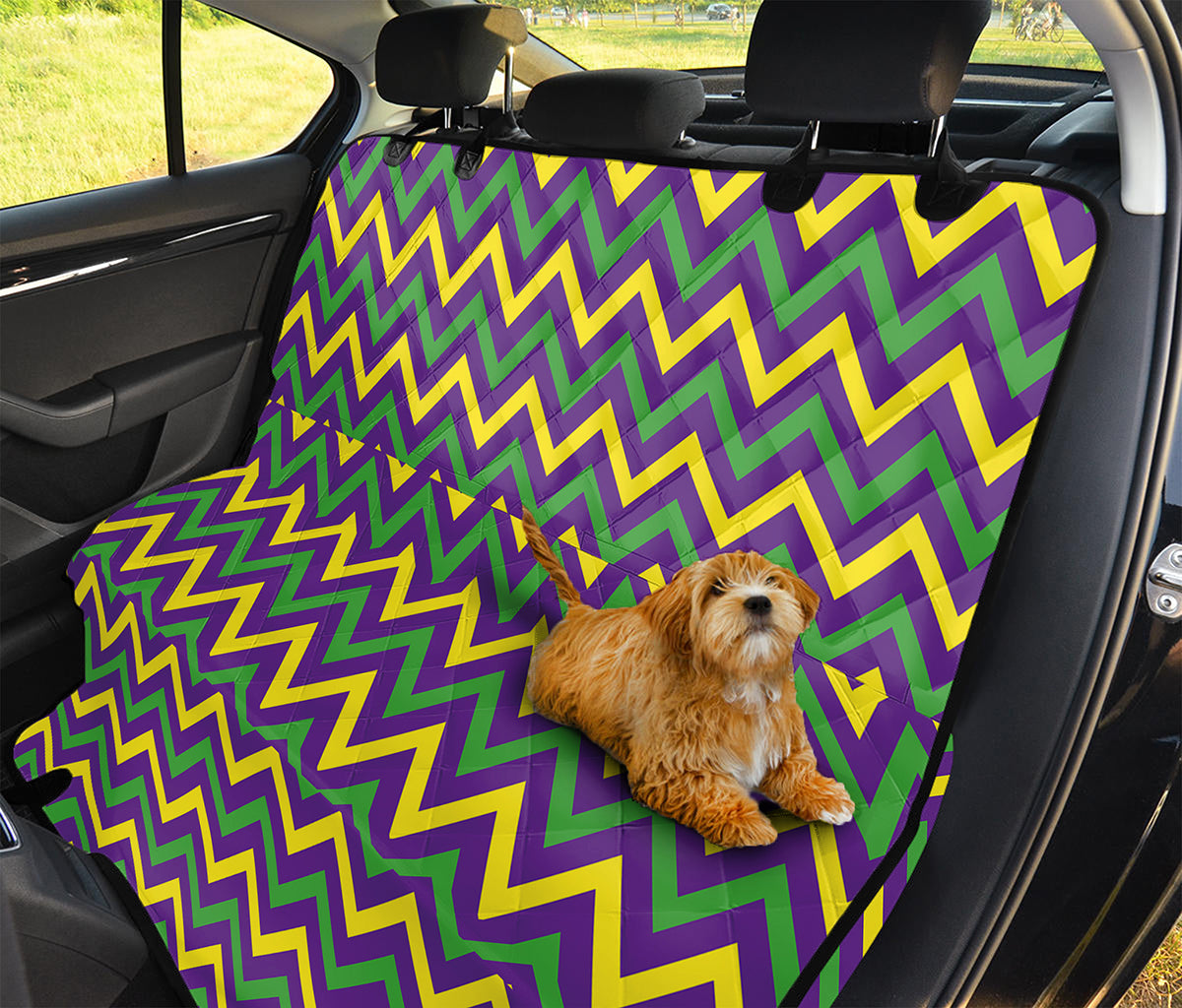 Mardi Gras Chevron Pattern Print Pet Car Back Seat Cover