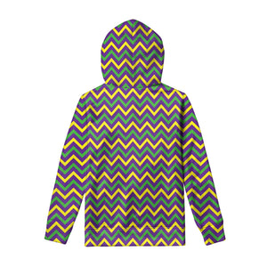 Mardi Gras Chevron Pattern Print Pullover Hoodie